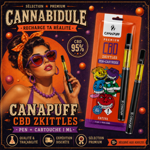 Pen + Cartouche CBD 95% Zkittles Canapuff – 1 ml