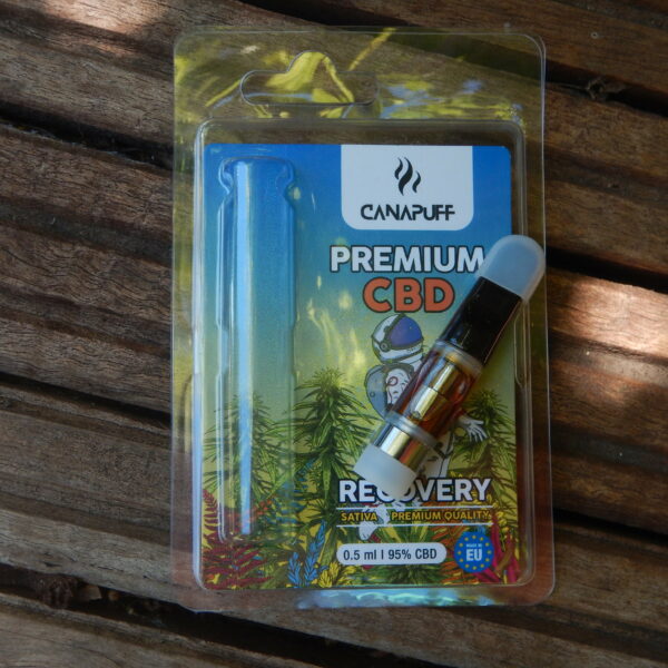 cbd cartrige face Cartouche CBD 95% Recovery Canapuff – 0,5 ml